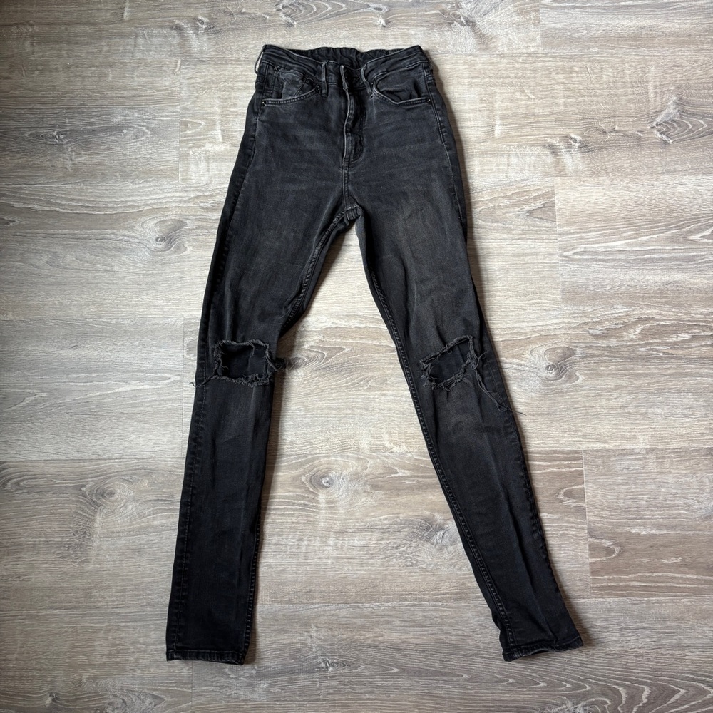 H&M Black Skinny Distressed Jeans